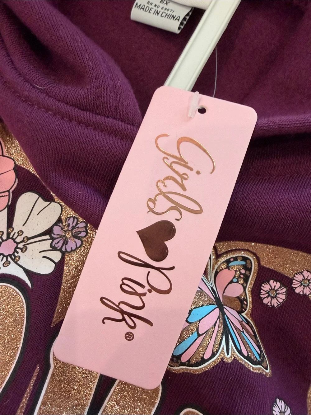 Carter's Purple Girls' Hoodie & Jogger Pajama Set with Floral 'LOVE' Heart